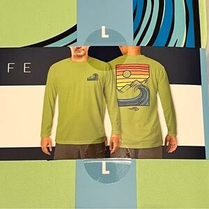 UV long sleeve beach outdoor tee pistachio green sun mountain wave size large